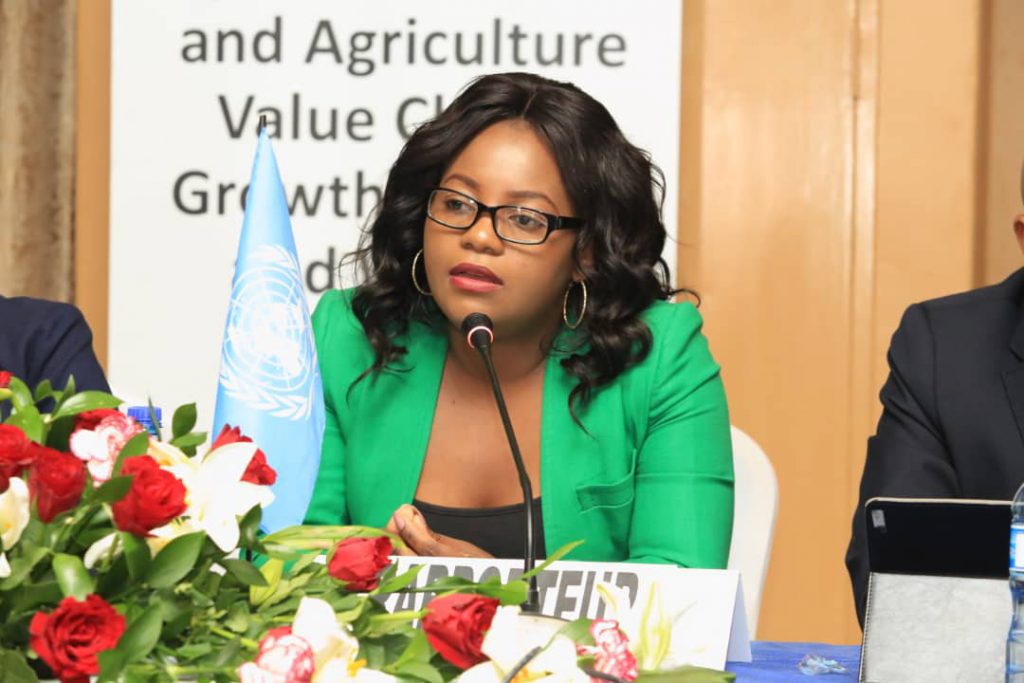 SADC WIB Chapter Head Ms Clara Mkandawire speaking on growing SME's in Southern Africa at the Intergovernmental Committe of Senior Officials and Experts hosted by UNECA Eswatini.